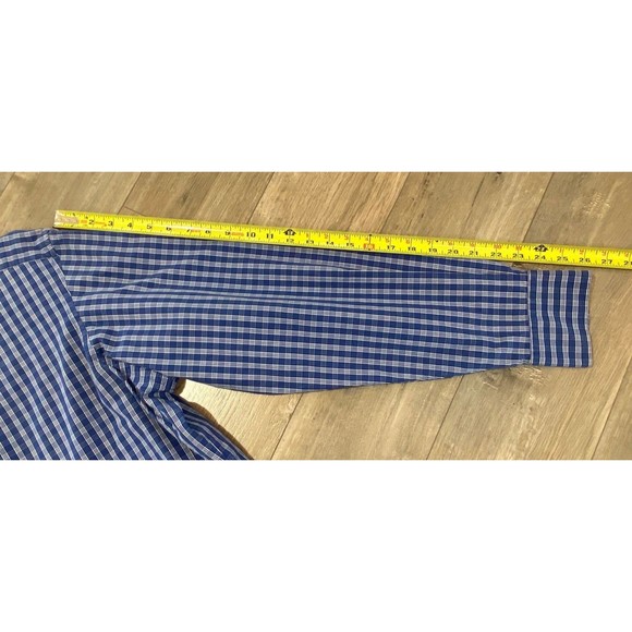 Ralph Lauren Purple Label Mens XL 17 Blue Plaid Long Sleeve Button Up Italy Made - Picture 9 of 9
